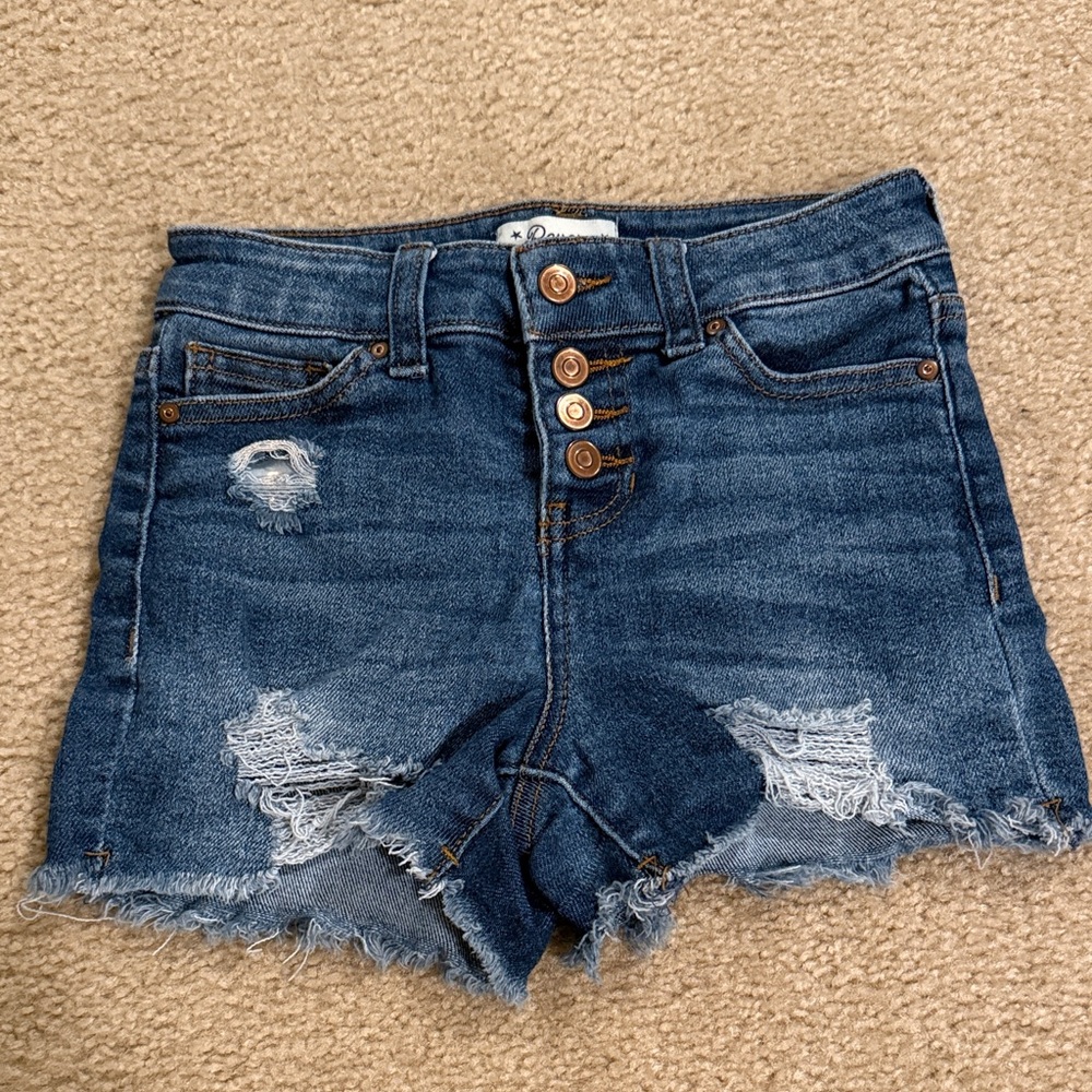 Ripped Blue Denim Jean Shorts